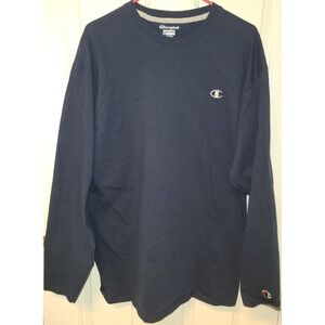 Champion Men's Sweatshirt Crew Neck Pullover Lightweight Logo Navy Size XL